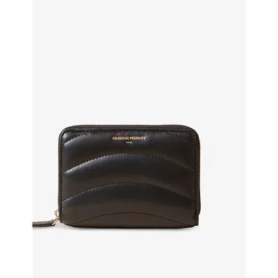 Claudie Pierlot Womens Noir / Gris Logo-embossed Quilted Leather Wallet