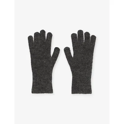 Claudie Pierlot Womens Mottled Grey Brushed-texture Wool-blend Gloves In Gray