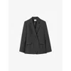 Claudie Pierlot Womens Mottled Grey Tailored Lapel-collar Single-breasted Woven Blazer In Black