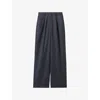 Claudie Pierlot Womens Mottled Grey Tailored Wide-leg High-rise Wool-blend Trousers In Blue
