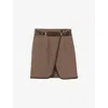 Claudie Pierlot Womens Multicolored Houndstooth Buckle-embellished Stretch-woven Mini Skirt In Brown