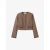 Claudie Pierlot Womens Multicolored Houndstooth Cropped Stretch-woven Jacket In Brown