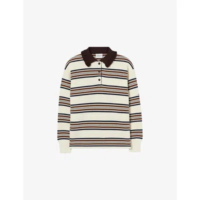 Claudie Pierlot Womens Oversized Striped Knitted Polo Jumper Multicolored In Black
