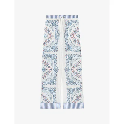 Claudie Pierlot Womens Multicolored Straight-leg Printed Cotton Trousers