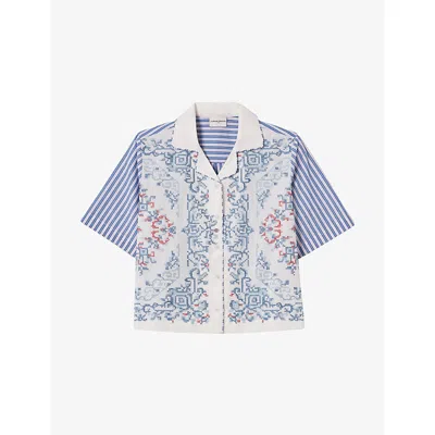 Claudie Pierlot Cotton Embroidered Shirt In Blue