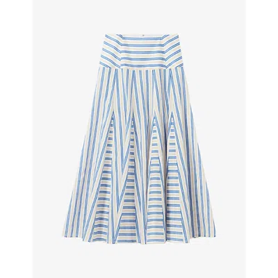 Claudie Pierlot Womens  Striped Peplum-draped Woven Maxi Skirt In Multicolored