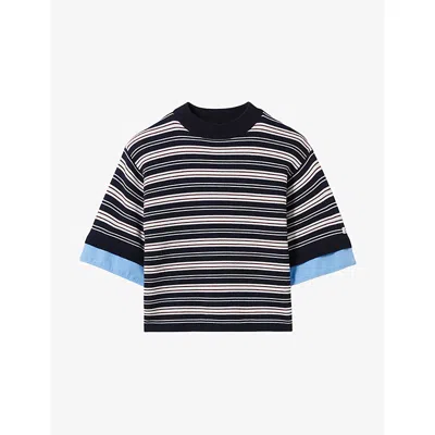 Claudie Pierlot Womens Striped Relaxed-fit Knitted Top Multicolored