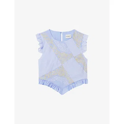 Claudie Pierlot Womens Multicolored Striped Ruffled Cotton Top