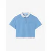 Claudie Pierlot Womens Myosotis Peter-pan Collar Pleated Cotton Top In Blue