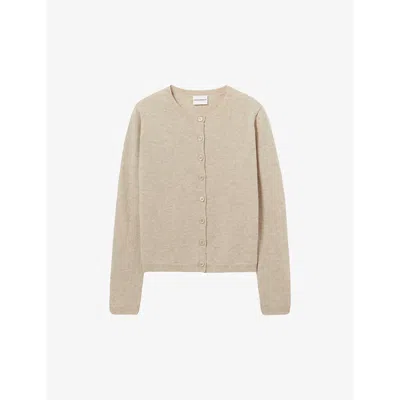 Claudie Pierlot Womens Naturels Brand-embroidered Round-neck Wool Cardigan