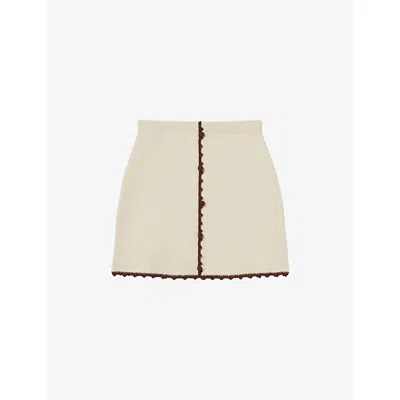 Claudie Pierlot Womens Naturels Crochet-trim Knitted Mini Skirt Xs