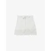 Claudie Pierlot Womens Naturels Embroidered-hem Elasticated-waist Linen-blend Shorts