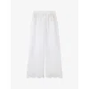 Claudie Pierlot Womens Naturels Embroidered Regular-fit Wide-leg Cotton Trousers In Naturels