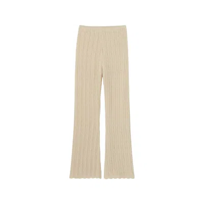Claudie Pierlot Womens  Flared-leg Crochet-pattern Knitted Trousers In Naturels