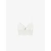 Claudie Pierlot Womens Naturels Floral-embroidered Twist-front Woven Top In White