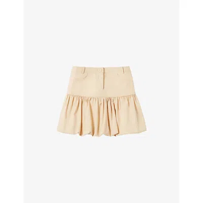 CLAUDIE PIERLOT WOMENS NATURELS GATHERED BUBBLE-HEM COTTON MINI SKIRT