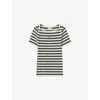 Claudie Pierlot Womens Naturels Logo-embroidered Short-sleeve Knitted T-shirt In Naturels