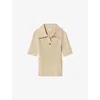 Claudie Pierlot Ribbed-knit Polo Top In Naturels