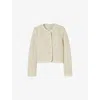 Claudie Pierlot Womens Naturels Round-neck Button-down Tweed Jacket In White