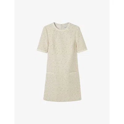 Claudie Pierlot Womens Naturels Round-neck Short-sleeve Tweed Mini Dress