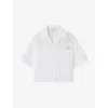 Shop Claudie Pierlot Womens Sheer-panel Relaxed-fit Cropped Cotton Shirt Naturels