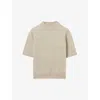 Claudie Pierlot Womens Naturels Short-sleeved Cropped Wool Jumper In Naturels