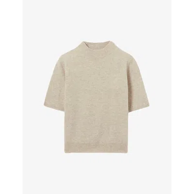 Claudie Pierlot Womens Naturels Short-sleeved Cropped Wool Jumper