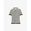 Claudie Pierlot Womens Naturels Striped Ribbed Knitted Top