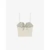 Claudie Pierlot Womens  Tie-front Cropped Knitted Top In Naturels