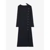Claudie Pierlot Womens Long Slim-fit Stretch-knit Midi Dress Navy In Blue