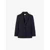 Claudie Pierlot Womens Navy Notch-lapel Single-breasted Woven Blazer In Blue