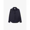 Claudie Pierlot Womens Open-collar Long-sleeved Satin Blouse Navy