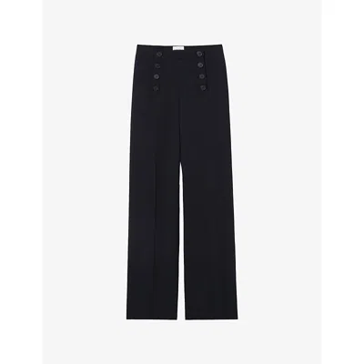 Claudie Pierlot Womens Navy Sailor High-rise Woven Trousers In Blue