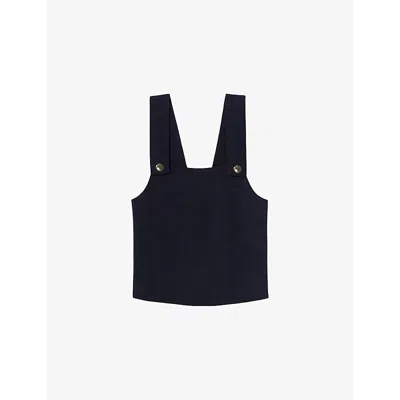 Claudie Pierlot Womens Square-neck Sleeveless Woven Top Navy In Blue