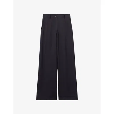 Claudie Pierlot Womens Straight-leg Regular-fit Satin Trousers Navy In Blue