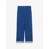 Claudie Pierlot Womens Navy Stripe-hem Relaxed-fit Stretch-cotton Trousers