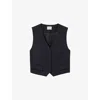 Claudie Pierlot Womens Navy Tailored V-neck Wool-blend Waistcoat In Black