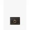 Claudie Pierlot Womens Noir / Gris Anouck Ring-embellished Leather Cardholder In Noir / Gris