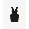 Claudie Pierlot Womens  Bow-front Sleeveless Fine-knit Top In Noir / Gris