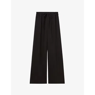 Claudie Pierlot Womens  Drawstring-waist Straight-leg Woven Trousers In Noir / Gris