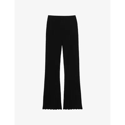 Claudie Pierlot Womens  Flared-leg Crochet-pattern Knitted Trousers In Noir / Gris