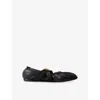 Claudie Pierlot Womens  Heart-plaque Leather Ballet Flats In Noir / Gris