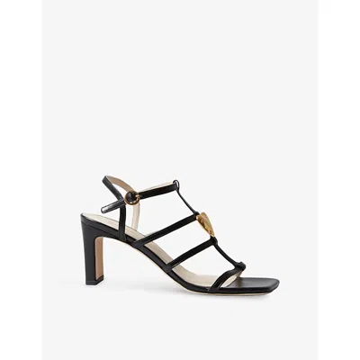 CLAUDIE PIERLOT WOMENS CLAUDIE PIERLOT HEART-PLAQUE LEATHER HEELED SANDALS