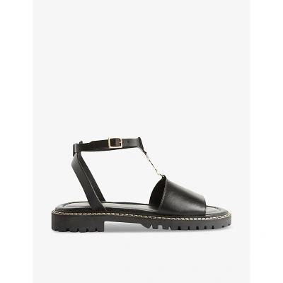 Claudie Pierlot T-bar Strap Leather Sandals In Black