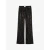 Claudie Pierlot Sequin Straight-leg Trousers In Noir / Gris