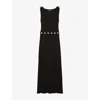 Claudie Pierlot Button-trim Midi Dress In Noir / Gris