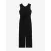 Claudie Pierlot Womens Noir / Gris Sleeveless Cropped Woven Jumpsuit In Noir / Gris
