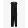 Claudie Pierlot Wool-blend Belted Jumpsuit In Noir / Gris