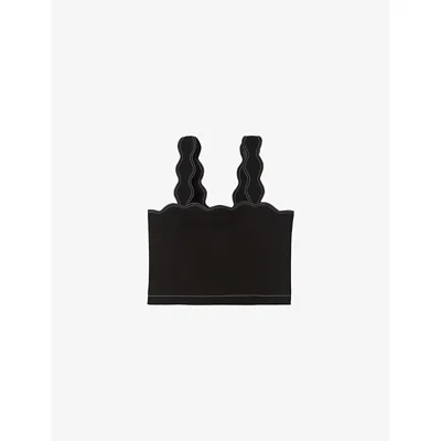Claudie Pierlot Womens  Wavy-strap Cropped Woven Top In Noir / Gris