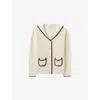 Claudie Pierlot Womens Off-white Sailor-collar Knitted Wool-blend Cardigan In Neutral